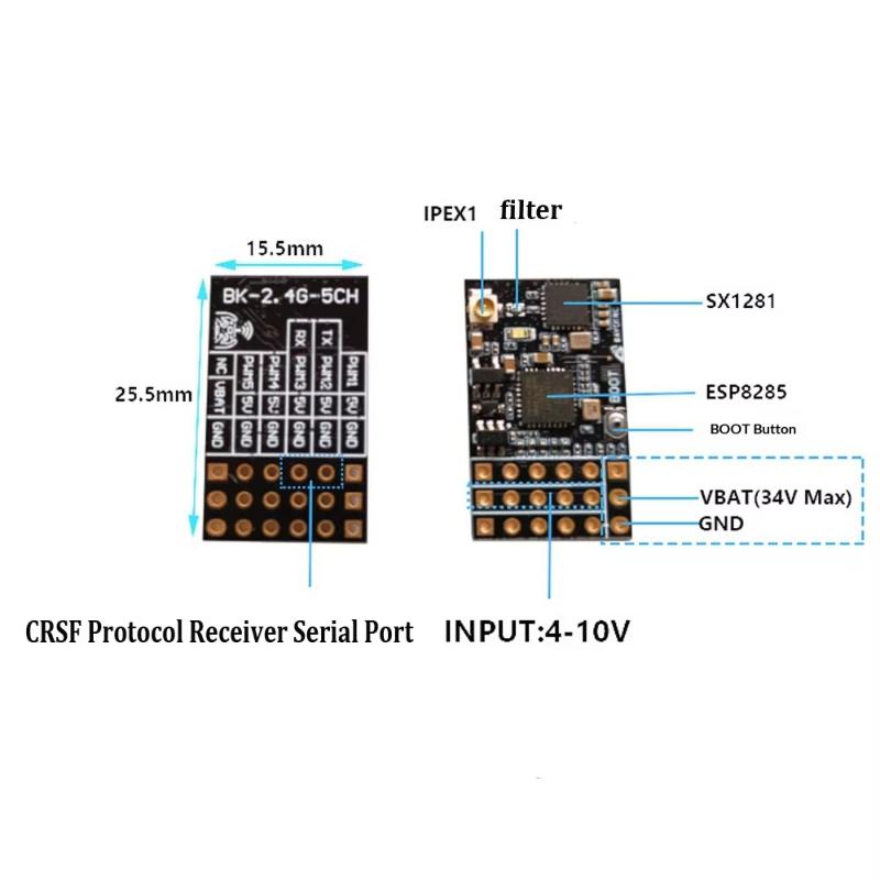 2.4G ELRS 5CH PWM Receiver Bui - Drone Battery ulasan dan harga